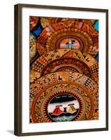 Hand Painted Souvenir Plates, Pisac Market, Peru-Cindy Miller Hopkins-Framed Photographic Print