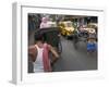 Hand Pulled Rickshaws and Yellow Taxis, Kolkata, West Bengal State, India-Eitan Simanor-Framed Photographic Print