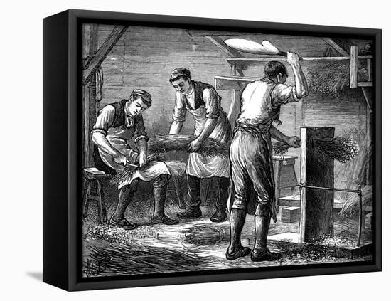 Hand-Scutchers at Work, C1880-null-Framed Stretched Canvas