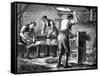 Hand-Scutchers at Work, C1880-null-Framed Stretched Canvas