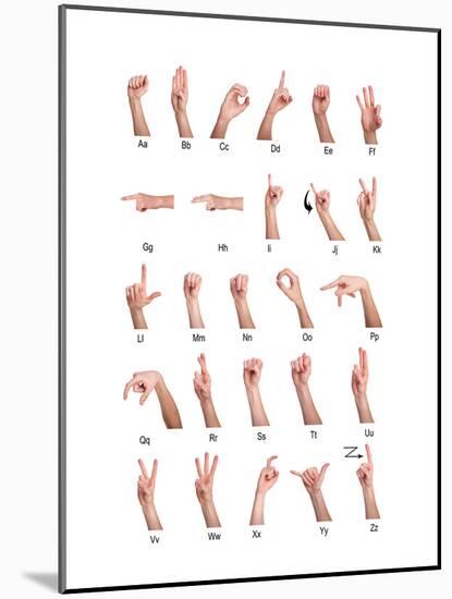 Hand Sign Language Alphabet-null-Mounted Art Print