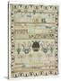 Hand-Stitched Sampler of needlework on Linen, Signed Margaret Crawford, February 15, 1795-null-Stretched Canvas