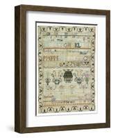 Hand-Stitched Sampler of needlework on Linen, Signed Margaret Crawford, February 15, 1795-null-Framed Giclee Print