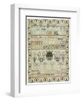 Hand-Stitched Sampler of needlework on Linen, Signed Margaret Crawford, February 15, 1795-null-Framed Giclee Print