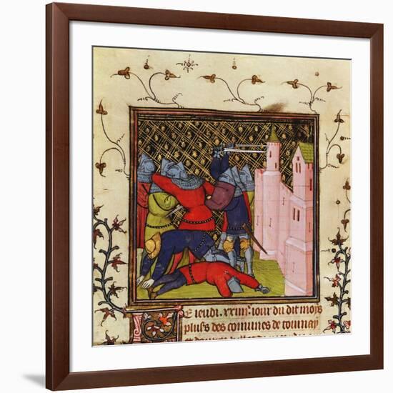 Hand-To-Hand Fighting with Swords in Defence of a Castle, 14th Century-null-Framed Giclee Print