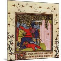 Hand-To-Hand Fighting with Swords in Defence of a Castle, 14th Century-null-Mounted Giclee Print