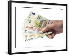 Hand with Euro Bills from 5 to 100-foodbytes-Framed Photographic Print