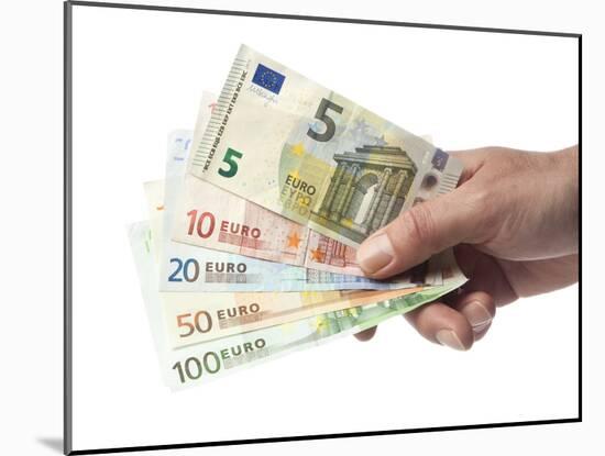 Hand with Euro Bills from 5 to 100-foodbytes-Mounted Photographic Print