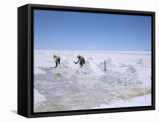 Hand-Working in Colchani Salt Pans, Salar De Uyuni, Salt Flat, Southwest Highlands, Bolivia-Tony Waltham-Framed Stretched Canvas