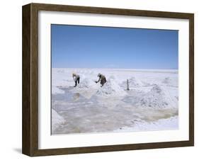 Hand-Working in Colchani Salt Pans, Salar De Uyuni, Salt Flat, Southwest Highlands, Bolivia-Tony Waltham-Framed Photographic Print