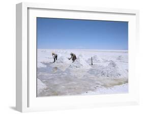 Hand-Working in Colchani Salt Pans, Salar De Uyuni, Salt Flat, Southwest Highlands, Bolivia-Tony Waltham-Framed Photographic Print