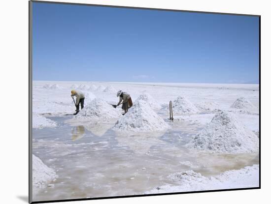 Hand-Working in Colchani Salt Pans, Salar De Uyuni, Salt Flat, Southwest Highlands, Bolivia-Tony Waltham-Mounted Photographic Print