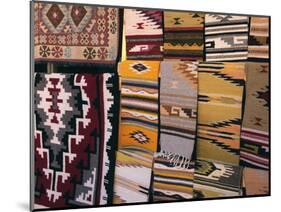 Hand woven blankets made by Native Americans for sale in Old Town Albuquerque, NM.-Jerry Ginsberg-Mounted Photographic Print