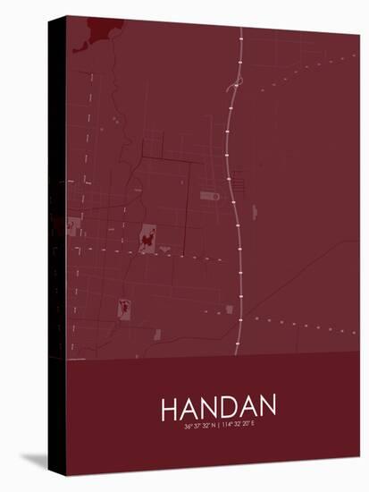 Handan, China Red Map-null-Stretched Canvas