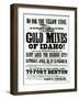 Handbill Advertising Steamer Voyages to the Gold Mines of Idaho, 1865-null-Framed Giclee Print