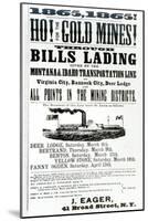 Handbill Advertising Steamer Voyages to the Gold Mines of Idaho, 1865-null-Mounted Giclee Print