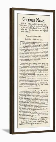 Handbill Announcing Repeal of the Stamp Act, 1766-null-Framed Giclee Print