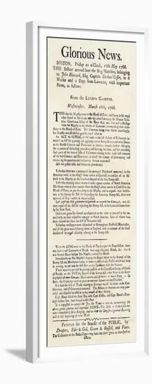 Handbill Announcing Repeal of the Stamp Act, 1766-null-Framed Giclee Print