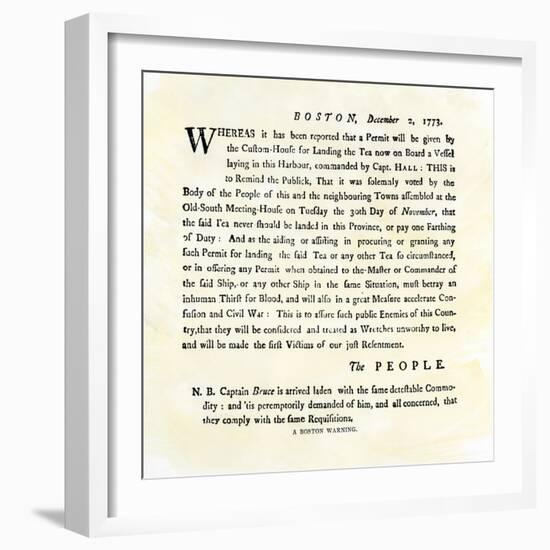 Handbill Warning Boston Patriots against Buying Tea, December 2, 1773-null-Framed Giclee Print