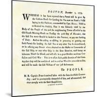 Handbill Warning Boston Patriots against Buying Tea, December 2, 1773-null-Mounted Giclee Print