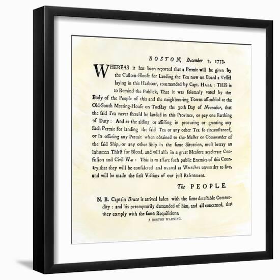 Handbill Warning Boston Patriots against Buying Tea, December 2, 1773-null-Framed Premium Giclee Print