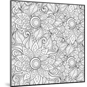 Handdrawn Floral Coloring Art-null-Mounted Coloring Poster