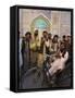 Handicapped Man Sitting in Special Modified Bike Surrounded by Men Outside Shrine of Hazrat Ali-Jane Sweeney-Framed Stretched Canvas