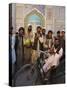 Handicapped Man Sitting in Special Modified Bike Surrounded by Men Outside Shrine of Hazrat Ali-Jane Sweeney-Stretched Canvas