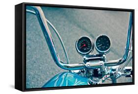 Handlebars and Gauges on Harley Davidson-null-Framed Stretched Canvas