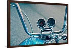 Handlebars and Gauges on Harley Davidson-null-Framed Photo