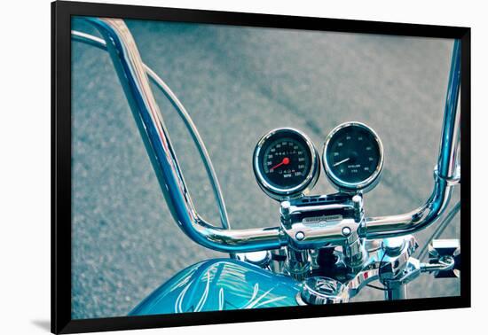 Handlebars and Gauges on Harley Davidson-null-Framed Photo