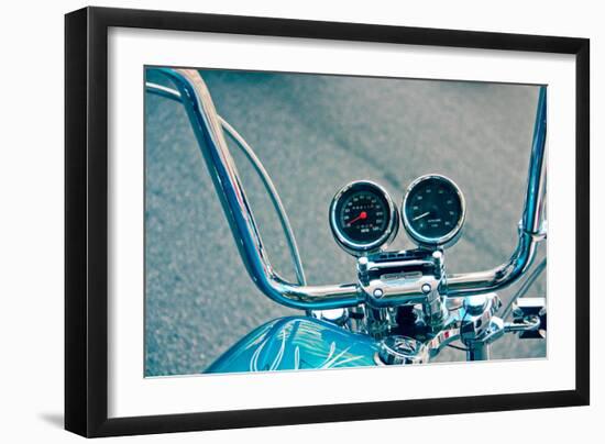 Handlebars and Gauges on Harley Davidson-null-Framed Photo