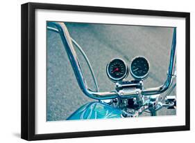 Handlebars and Gauges on Harley Davidson-null-Framed Photo