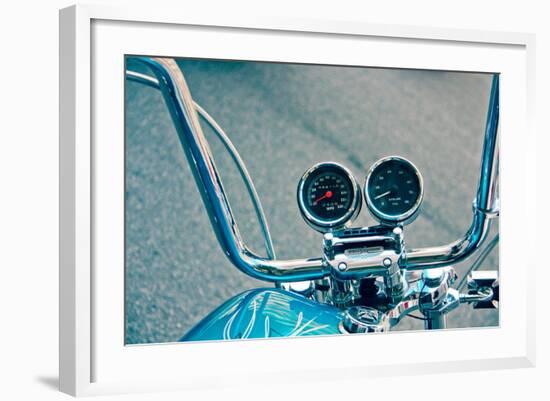 Handlebars and Gauges on Harley Davidson-null-Framed Photo