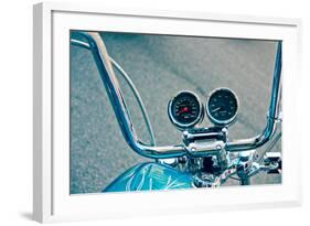 Handlebars and Gauges on Harley Davidson-null-Framed Photo