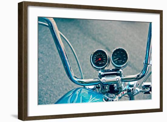 Handlebars and Gauges on Harley Davidson-null-Framed Photo