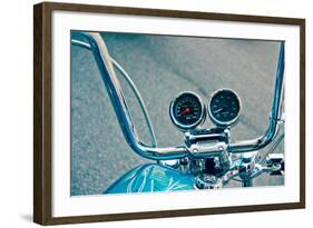 Handlebars and Gauges on Harley Davidson-null-Framed Photo