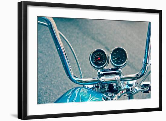 Handlebars and Gauges on Harley Davidson-null-Framed Photo