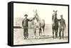 Handlers with Sturdy Horses-null-Framed Stretched Canvas