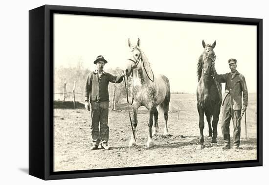 Handlers with Sturdy Horses-null-Framed Stretched Canvas