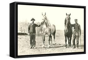 Handlers with Sturdy Horses-null-Framed Stretched Canvas