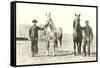 Handlers with Sturdy Horses-null-Framed Stretched Canvas
