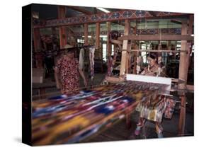 Handloom Silk Weaving, Margilan, Uzbekistan, Central Asia-David Beatty-Stretched Canvas