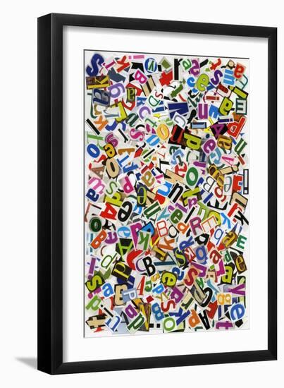 Handmade Alphabet Collage Of Magazine Letters-donatas1205-Framed Art Print