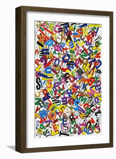 Handmade Alphabet Collage Of Magazine Letters-donatas1205-Framed Art Print