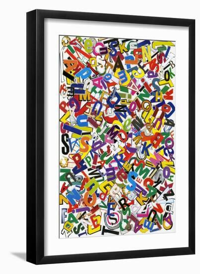 Handmade Alphabet Collage Of Magazine Letters-donatas1205-Framed Art Print