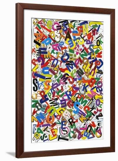 Handmade Alphabet Collage Of Magazine Letters-donatas1205-Framed Art Print