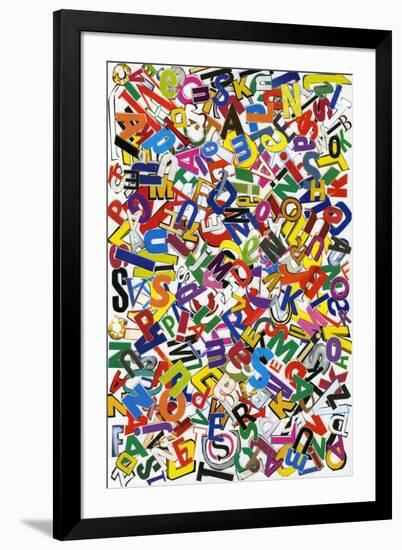 Handmade Alphabet Collage Of Magazine Letters-donatas1205-Framed Art Print