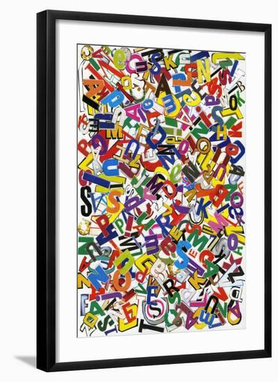 Handmade Alphabet Collage Of Magazine Letters-donatas1205-Framed Art Print