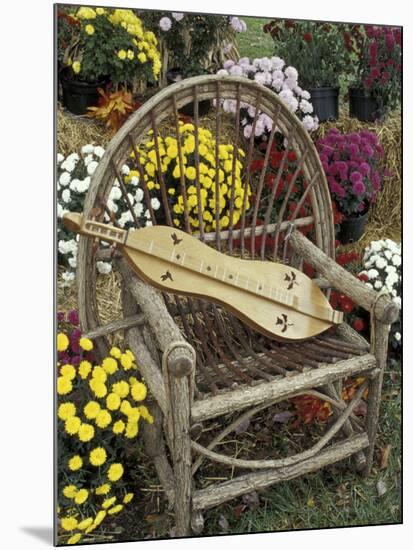 Handmade Dulcimer Among Mums, Berea College, Berea, Kentucky, USA-Adam Jones-Mounted Photographic Print